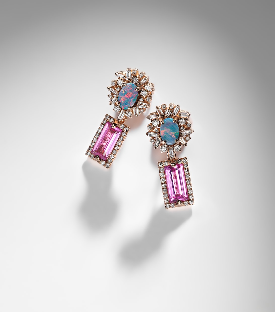 18kt rose gold drop earrings with gemstones | Suzanne Kalan