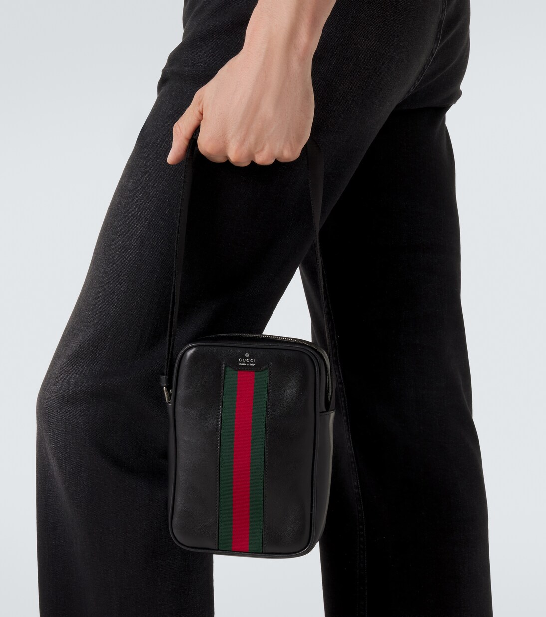 Web Trademark Mini leather crossbody bag | Gucci
