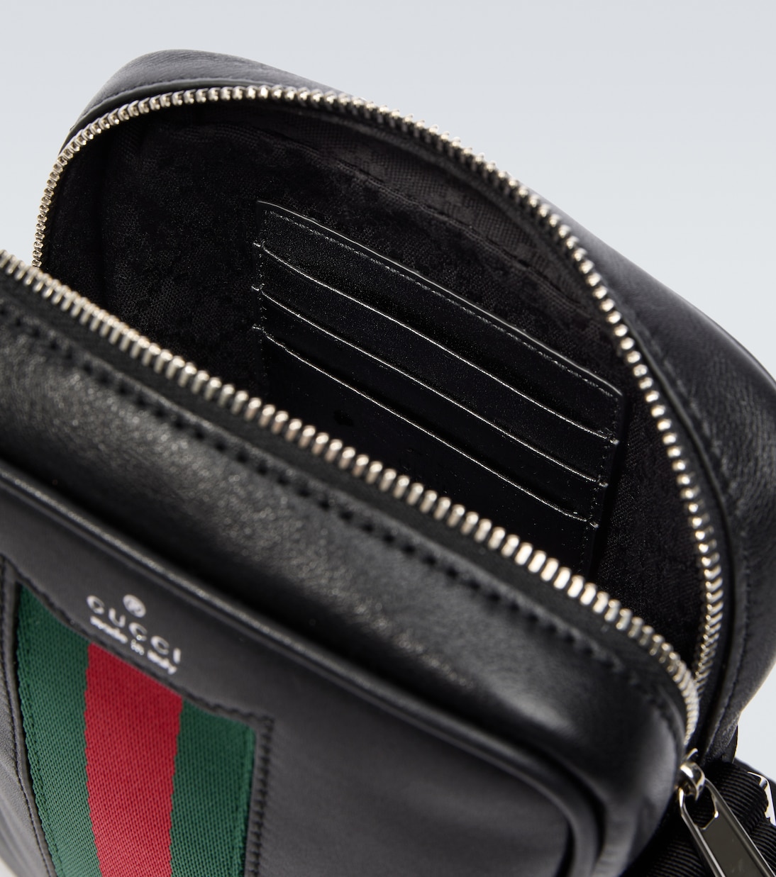 Web Trademark Mini leather crossbody bag | Gucci