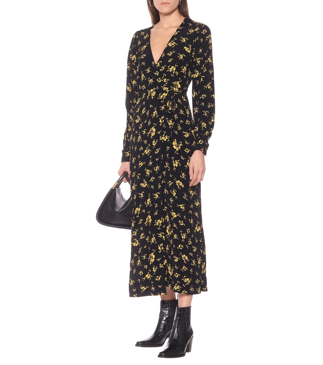 Vestido largo de crepé floral | Ganni