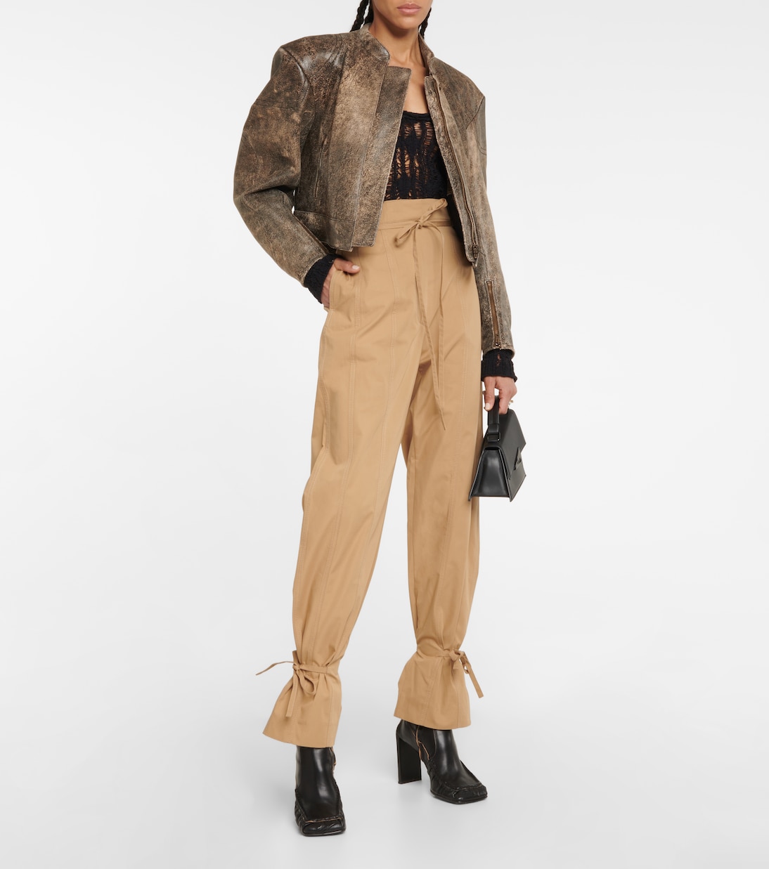 High-rise tapered cotton pants | Acne Studios