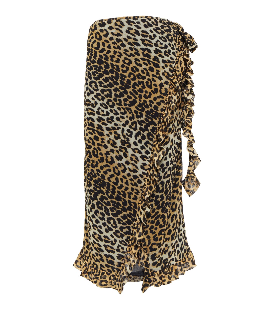 Leopard-print wrap midi skirt | Ganni