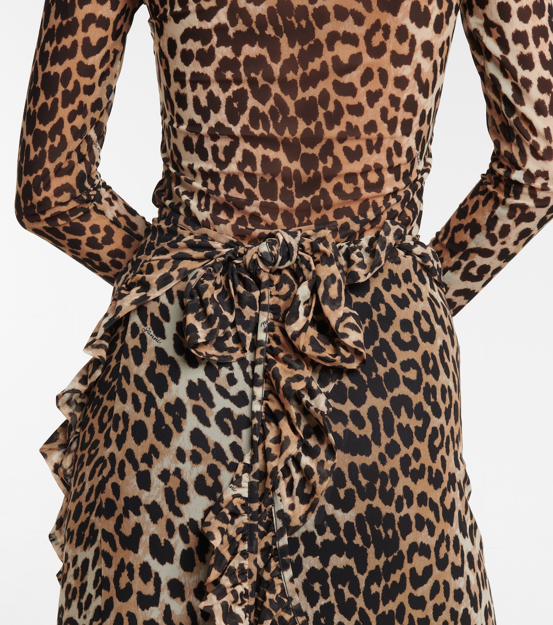 Leopard-print wrap midi skirt | Ganni
