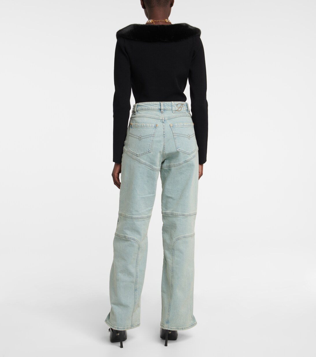 Paneled high-rise wide jeans | Blumarine