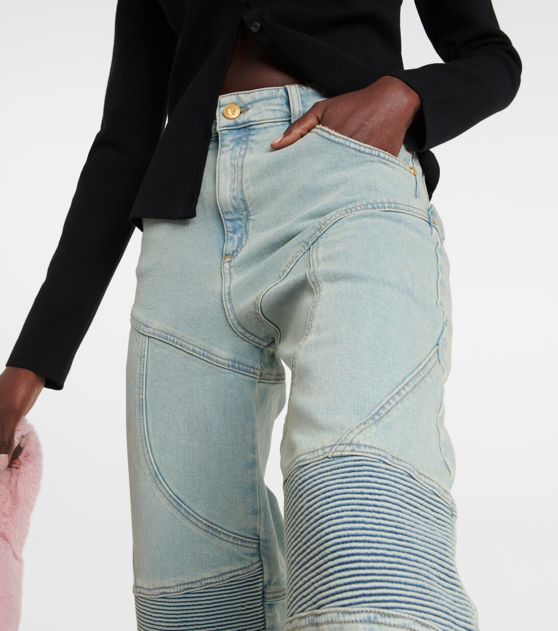 Paneled high-rise wide jeans | Blumarine