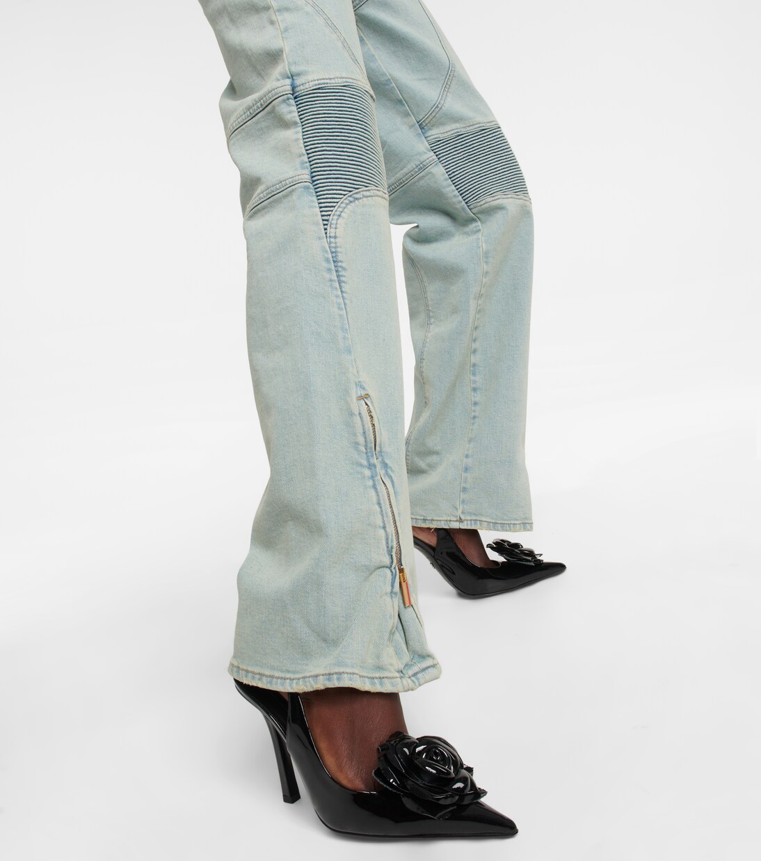 Paneled high-rise wide jeans | Blumarine