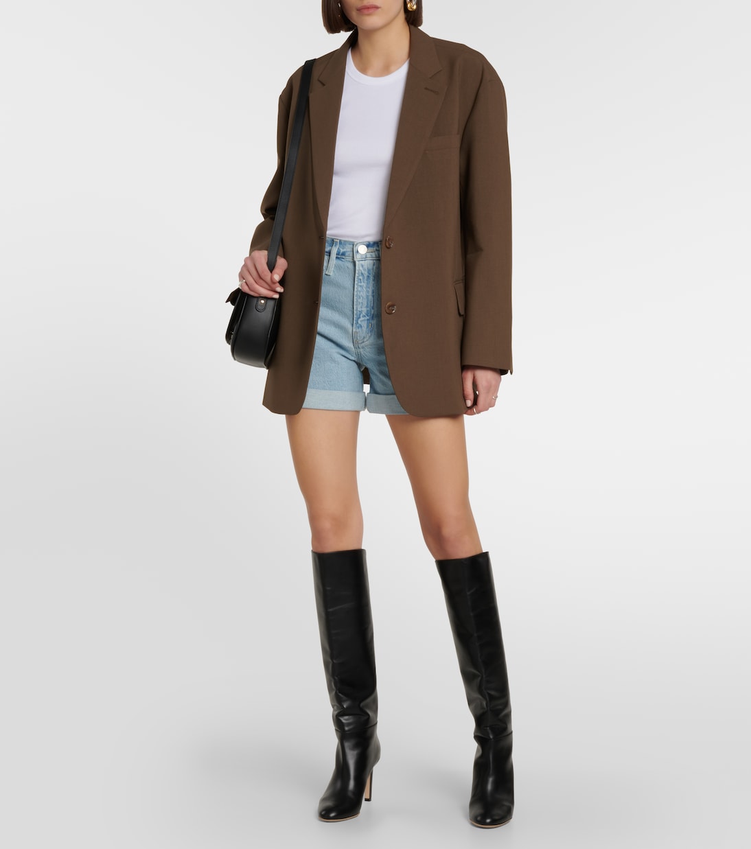 High-rise cuffed denim shorts | Frame