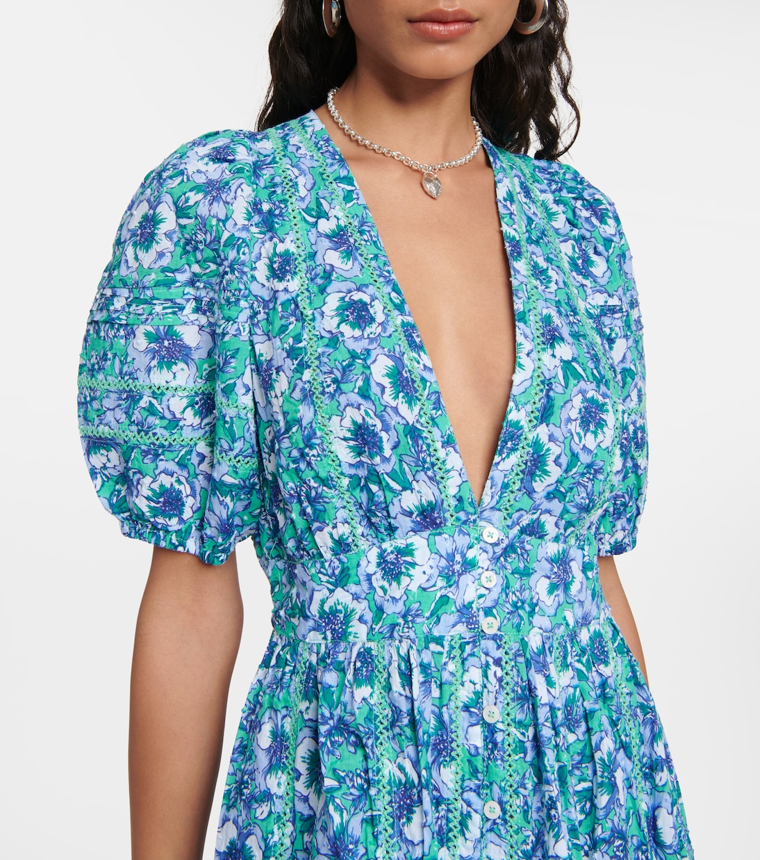 Robe midi Reine en coton à fleurs | Poupette St Barth