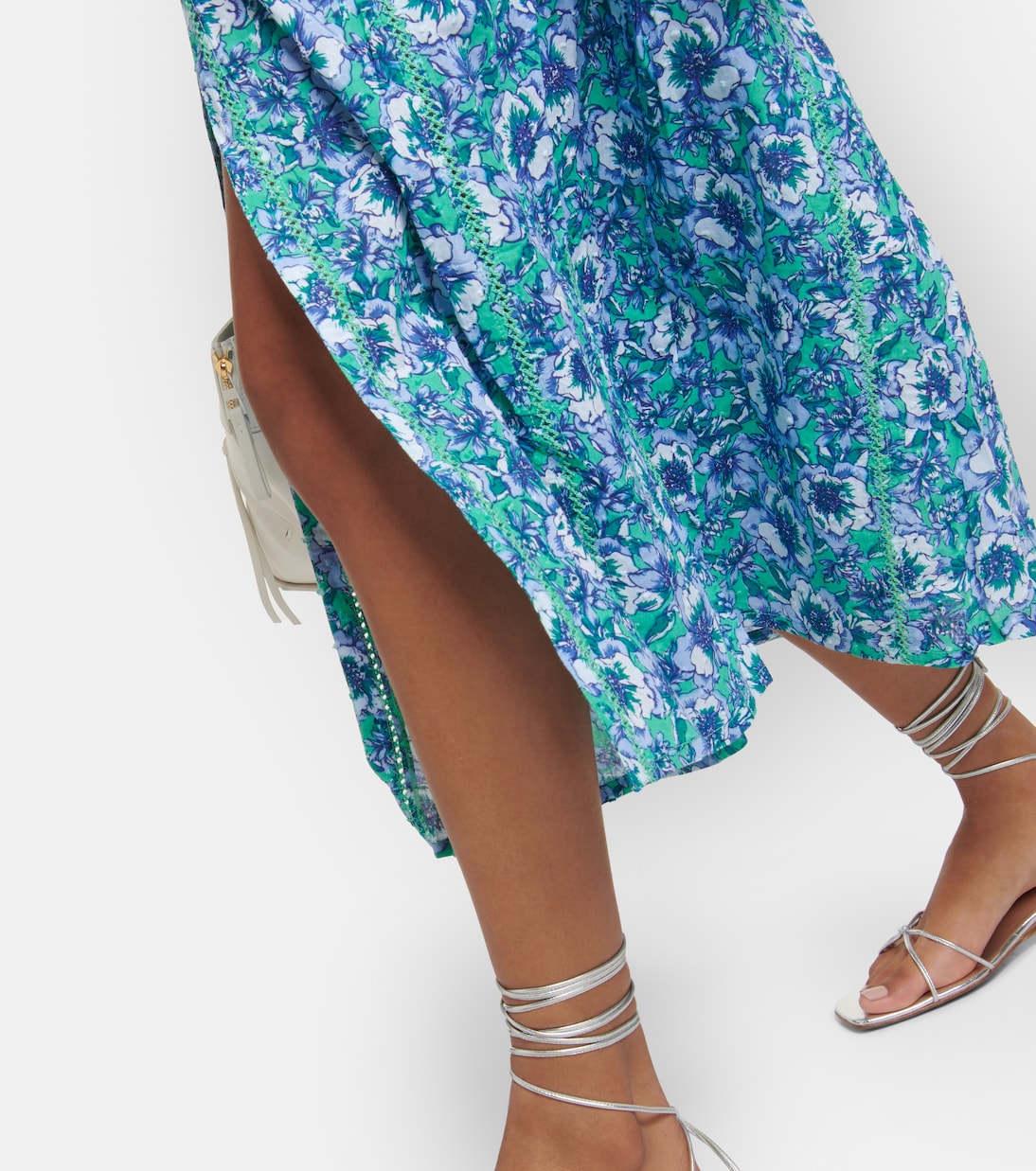 Robe midi Reine en coton à fleurs | Poupette St Barth