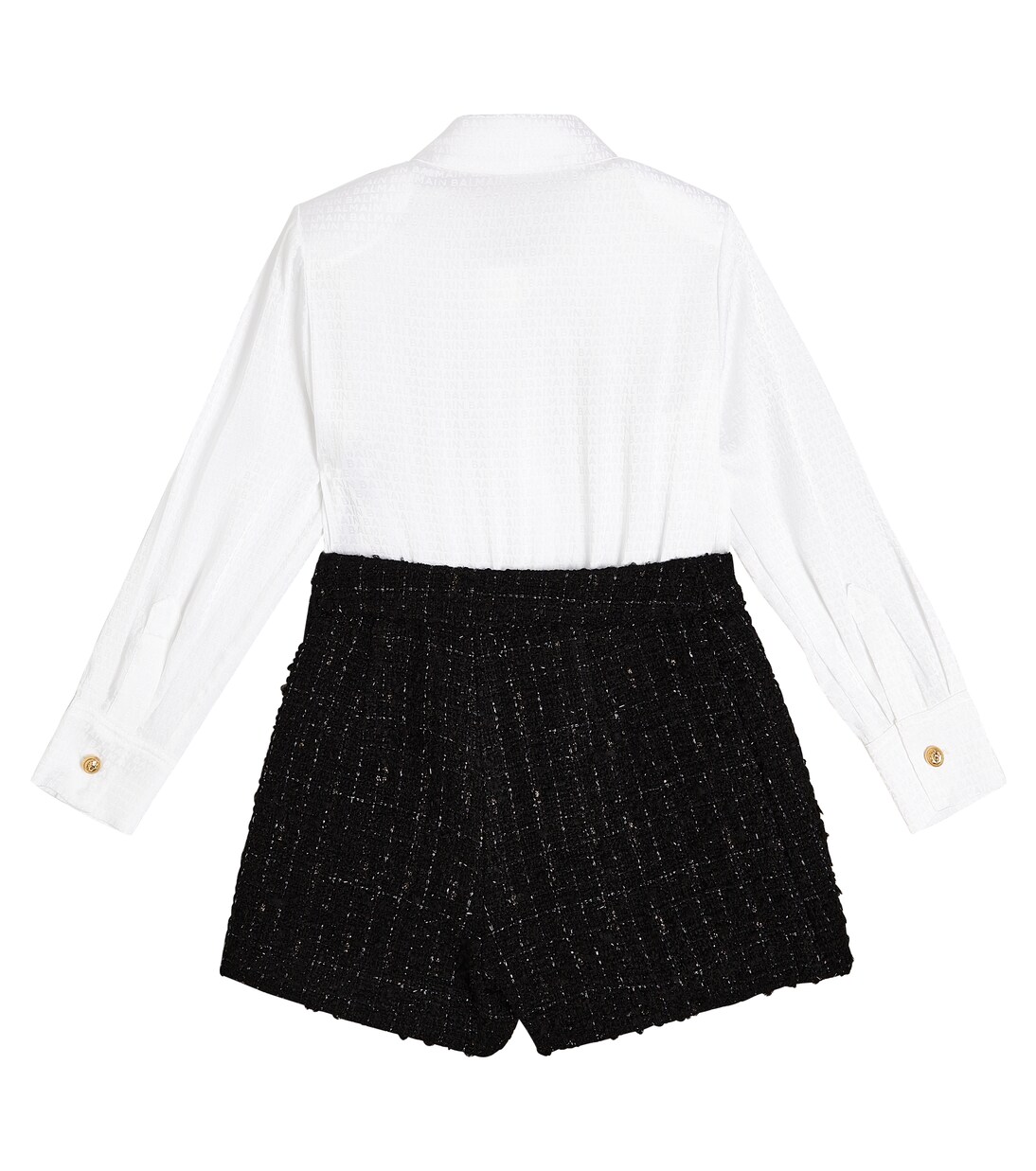 Cotton and wool blend shirt dress | Balmain Kids
