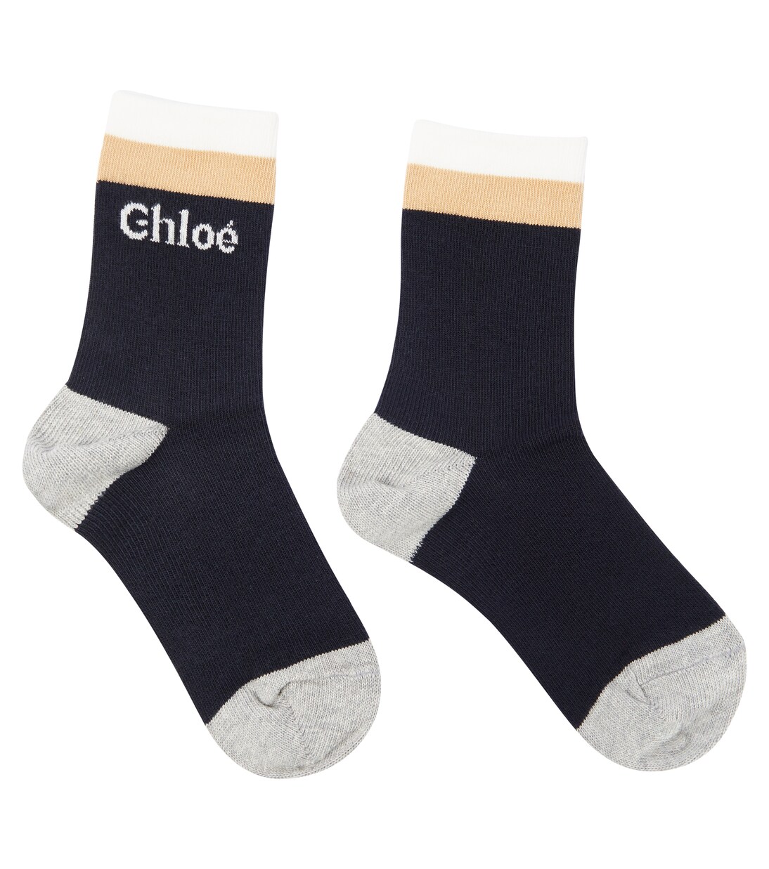 Colorblocked cotton-blend socks | Chloé Kids
