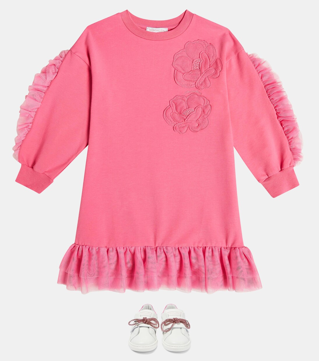 Frill-trimmed sweatshirt dress | Monnalisa