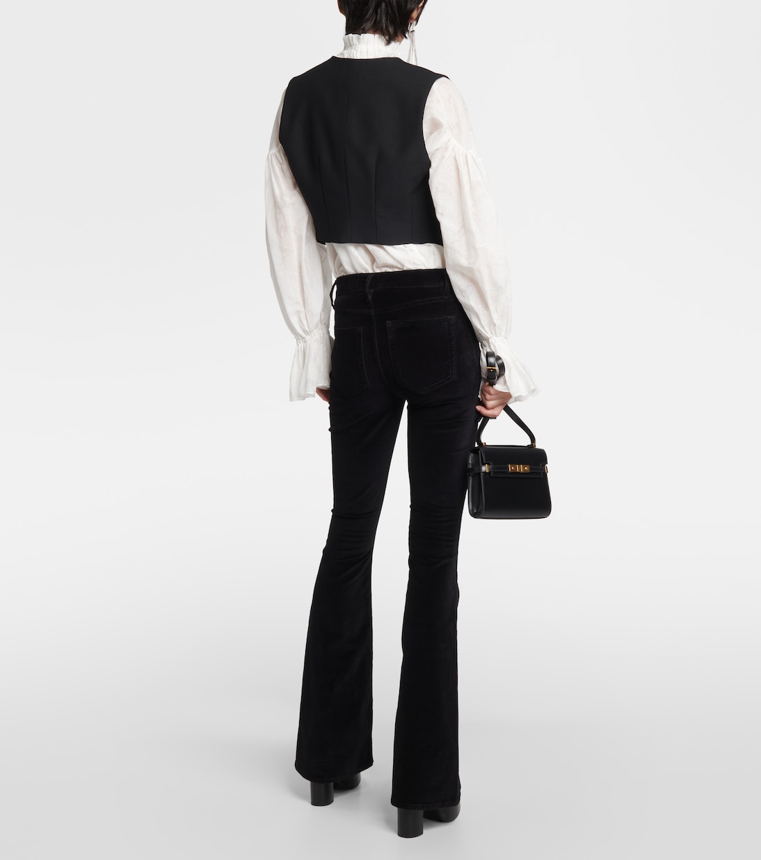 High-Rise-Schlaghose Le High Flare Velveteen aus Samt | Frame