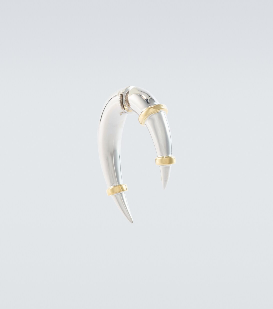 Horn 14kt white and yellow gold single earring | Rainbow K