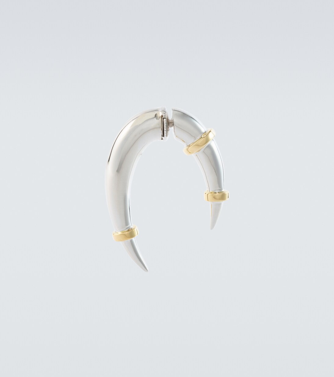 Horn 14kt white and yellow gold single earring | Rainbow K