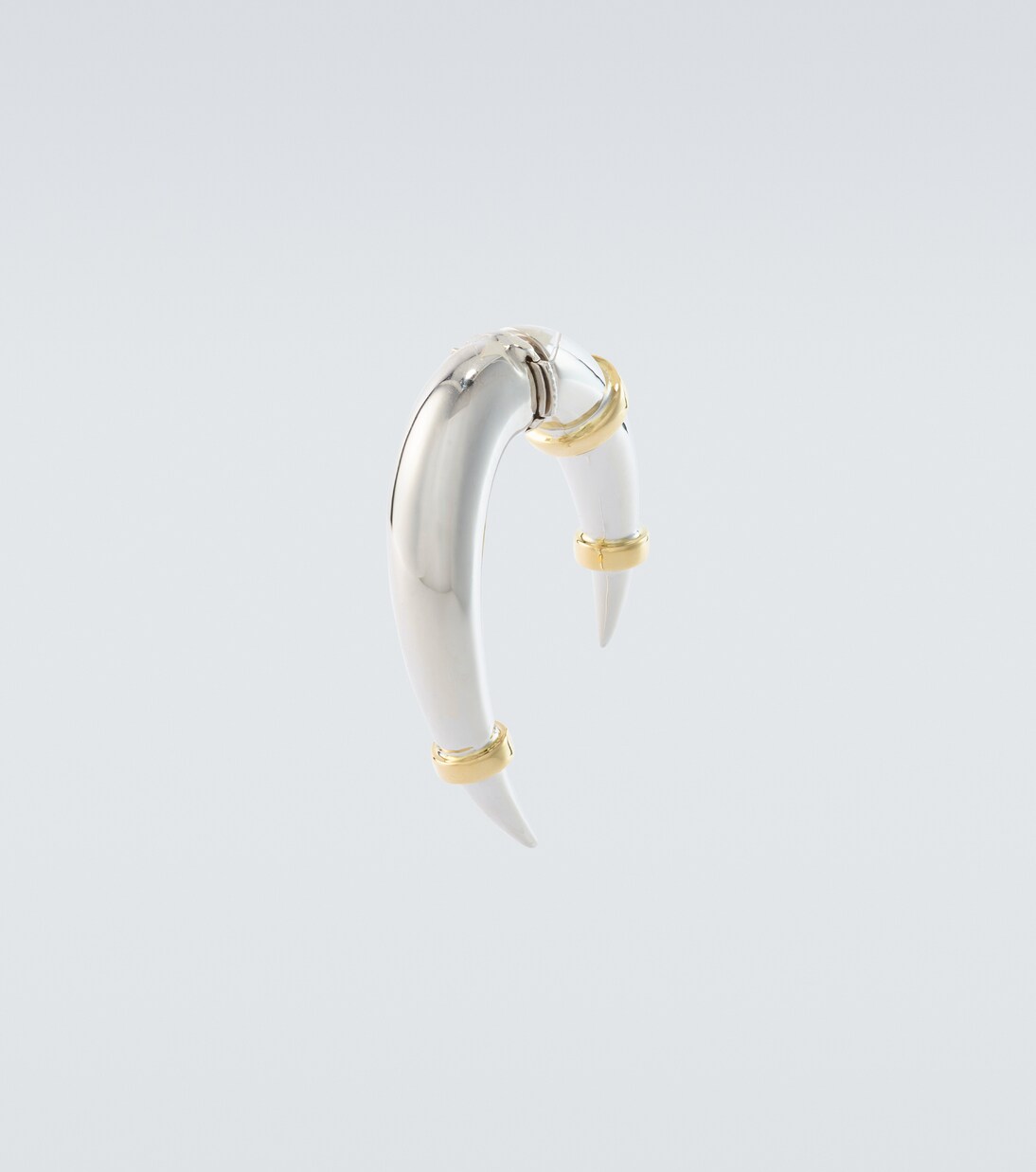 Horn 14kt white and yellow gold single earring | Rainbow K