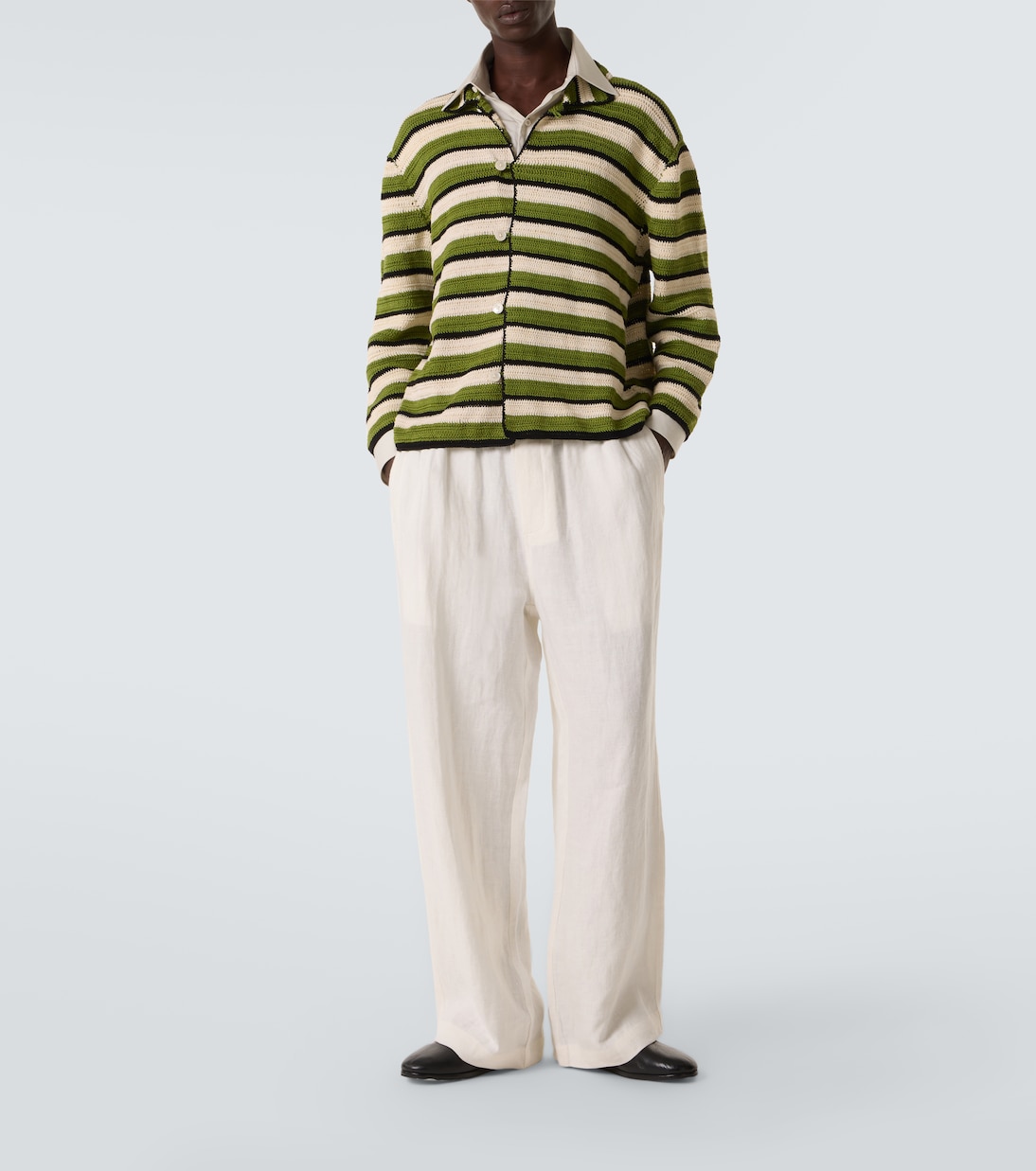 Weedy striped crochet cotton shirt | Bode