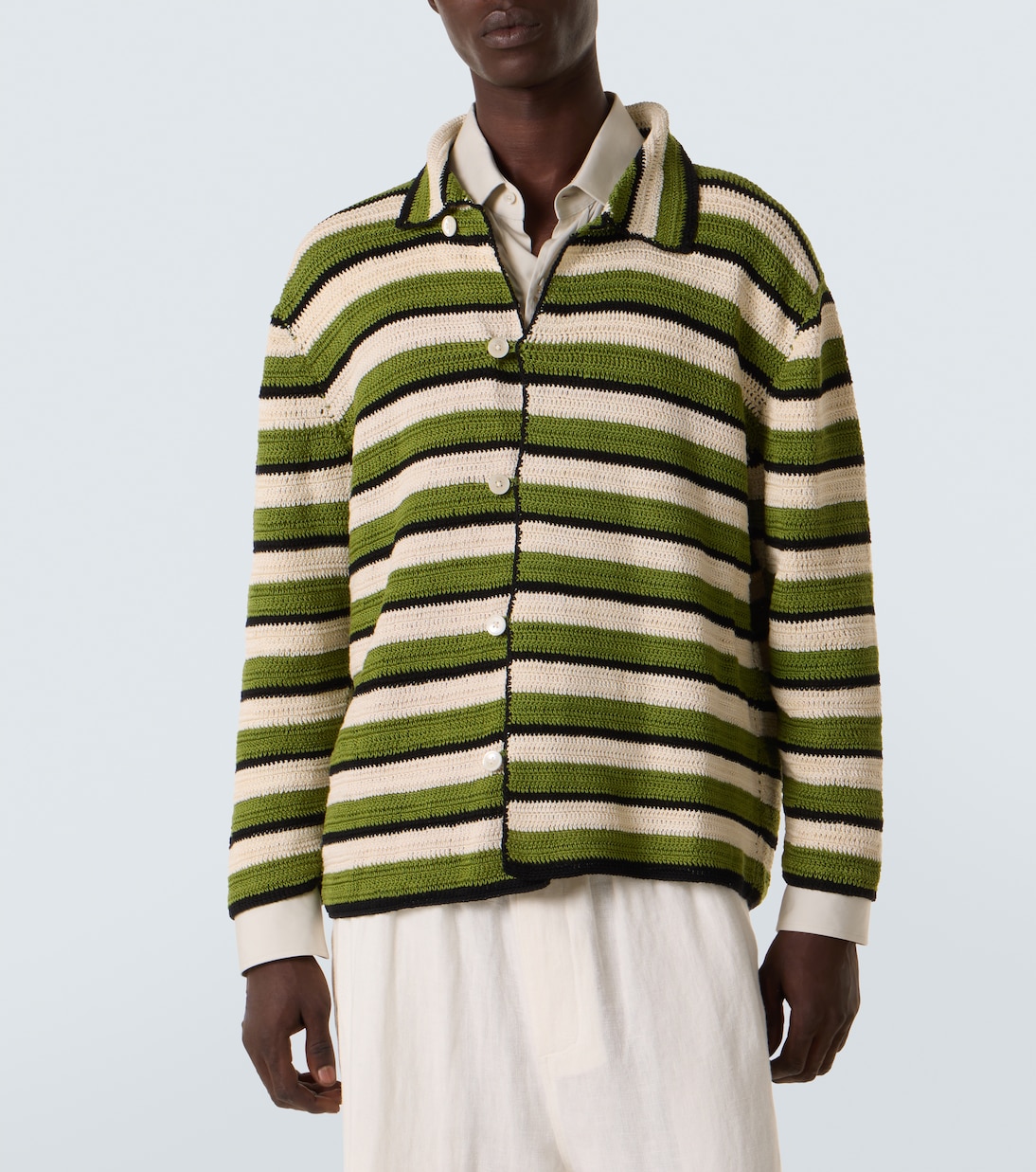 Weedy striped crochet cotton shirt | Bode