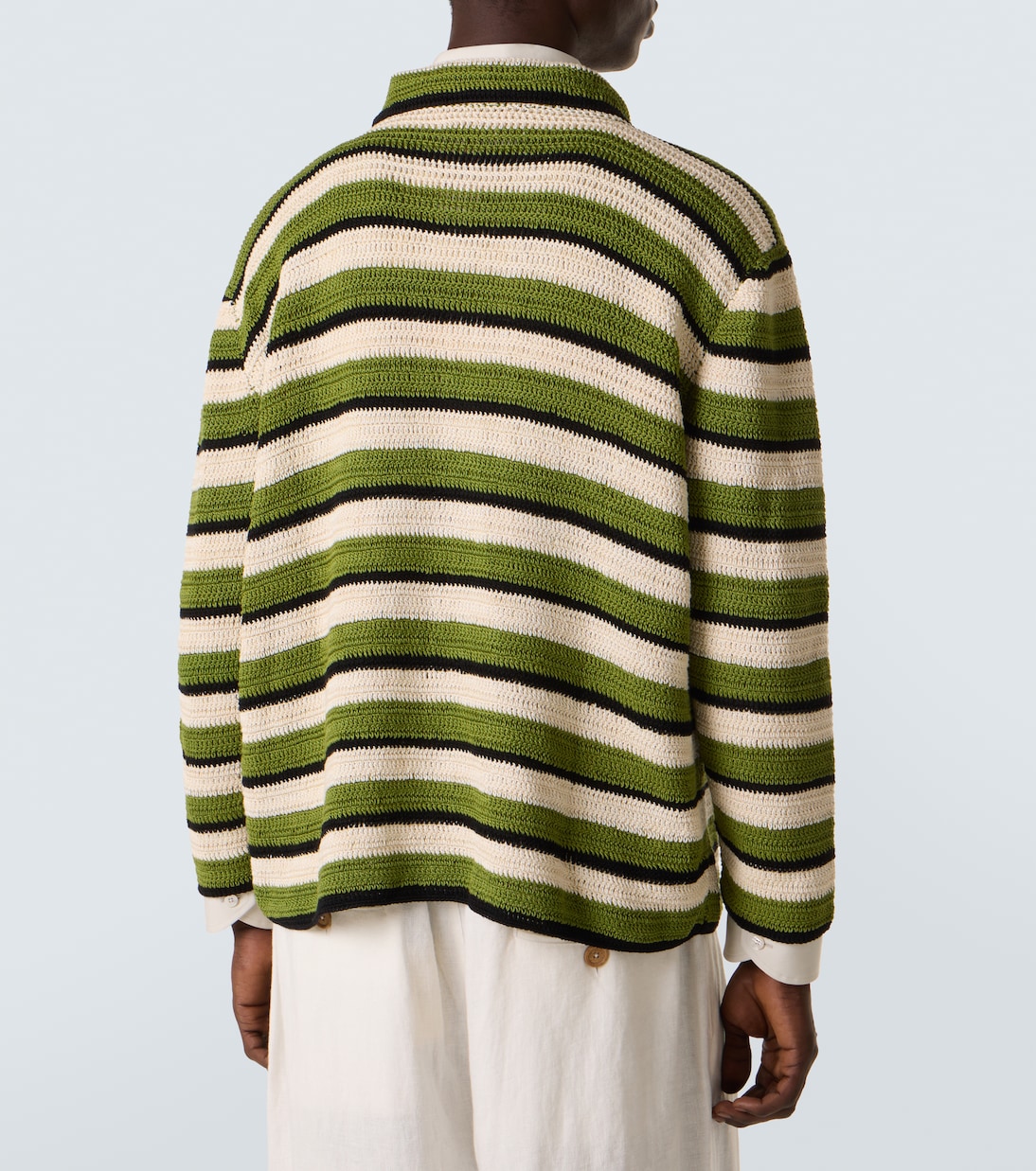 Weedy striped crochet cotton shirt | Bode