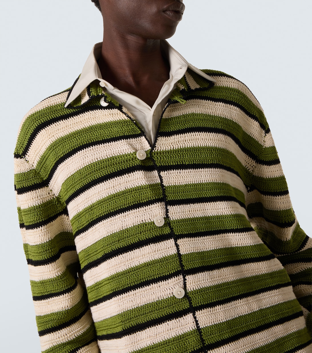 Weedy striped crochet cotton shirt | Bode