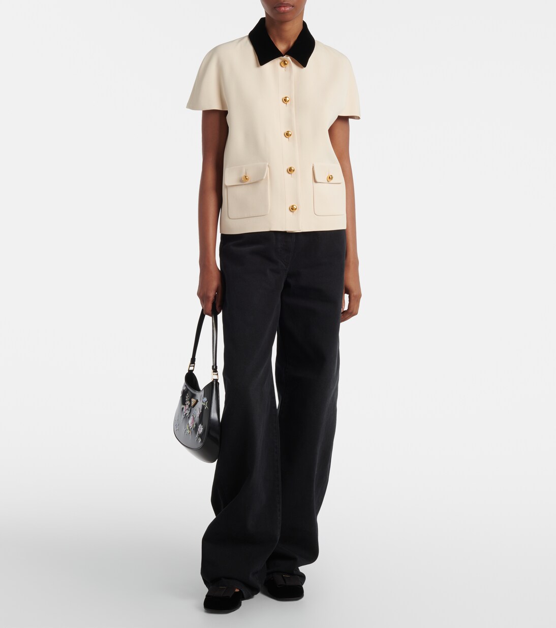 Jeans anchos de tiro alto | Prada