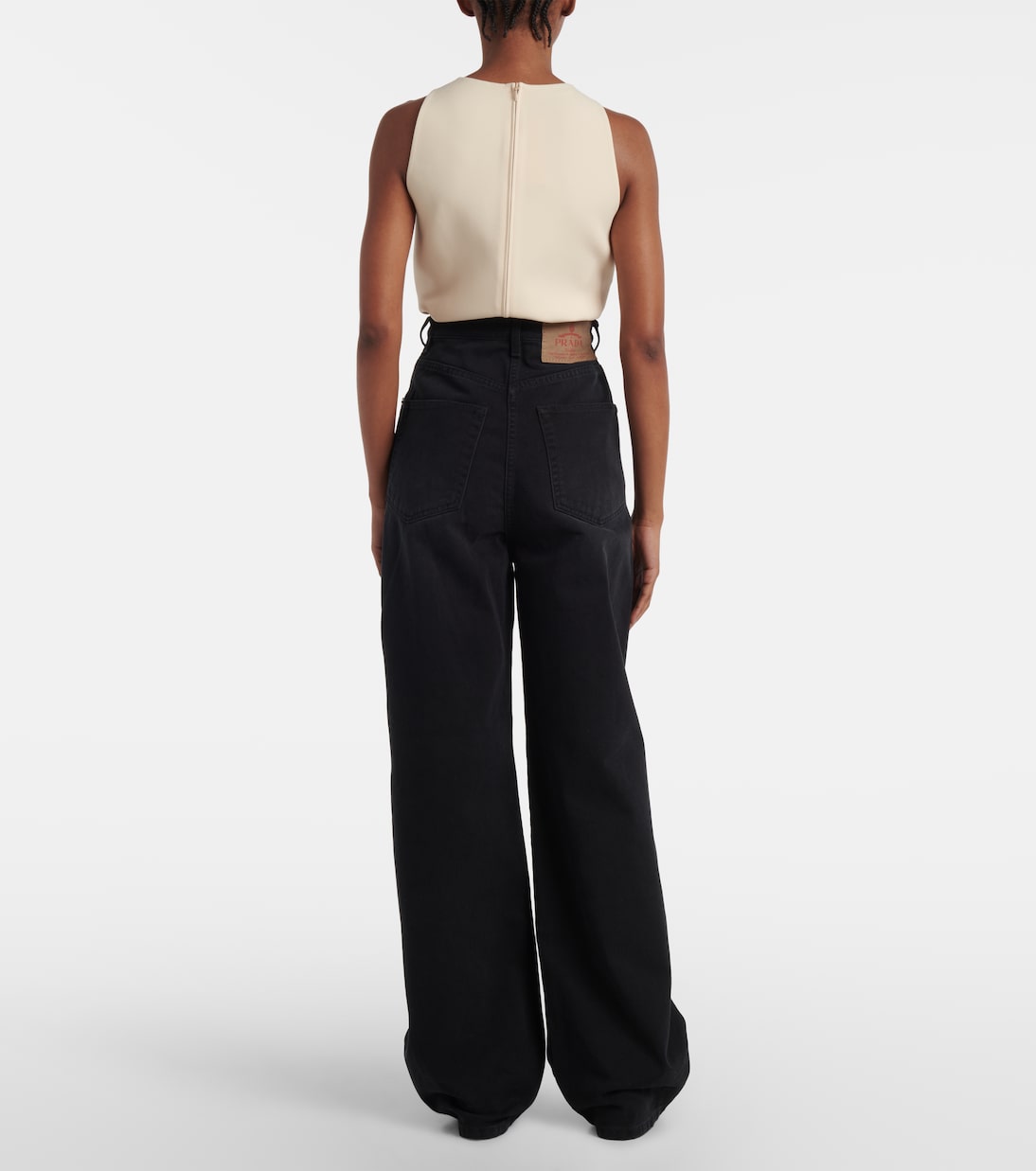 Jeans anchos de tiro alto | Prada