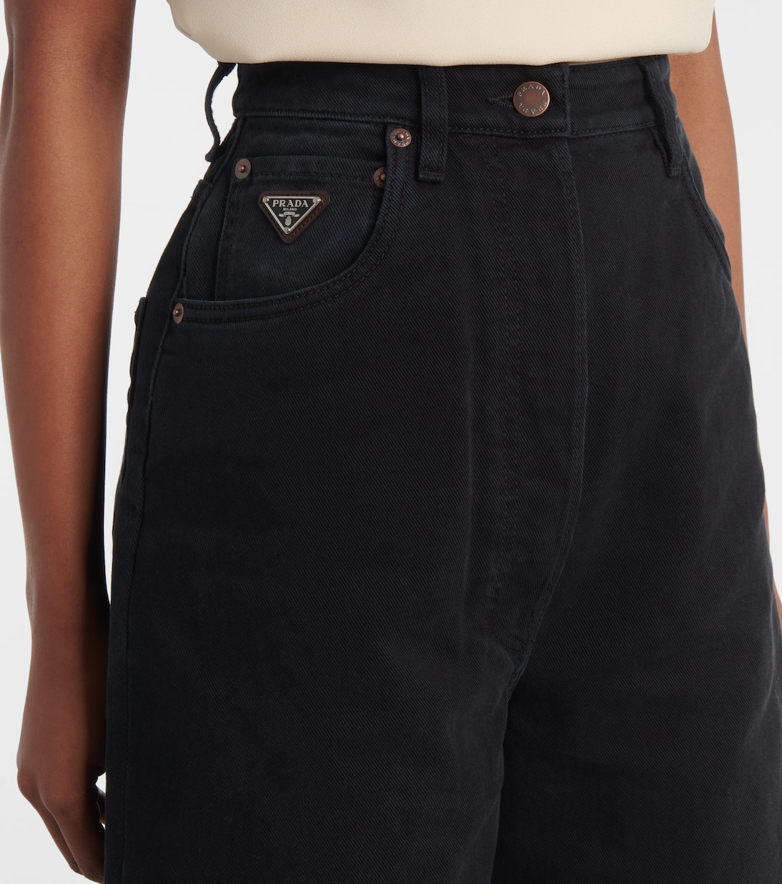 Jeans anchos de tiro alto | Prada