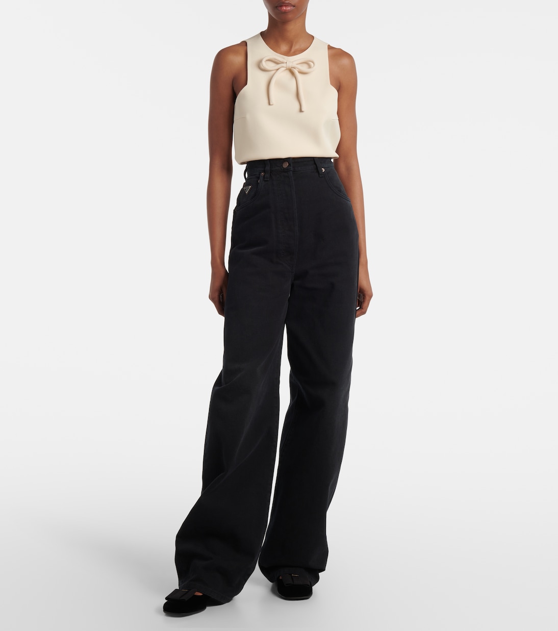 Jeans anchos de tiro alto | Prada