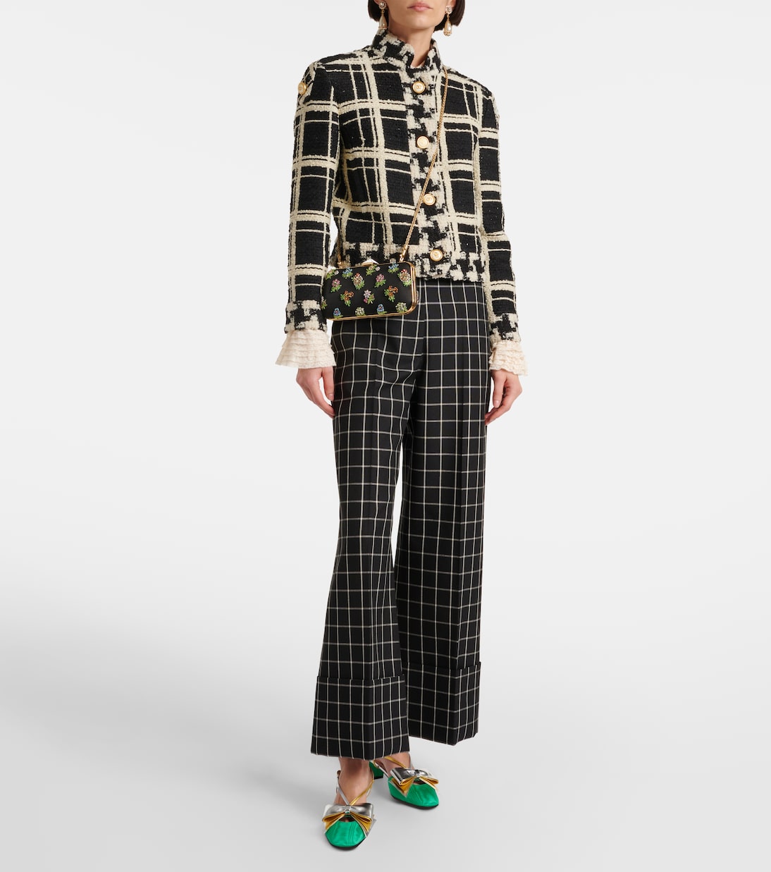 Bowow 45 moiré and leather slingback pumps | Valentino Garavani