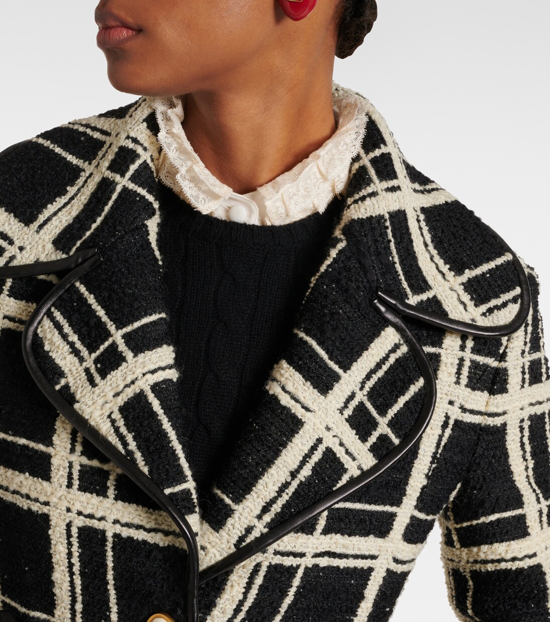 Mossi羊毛混纺花呢大衣 | Valentino