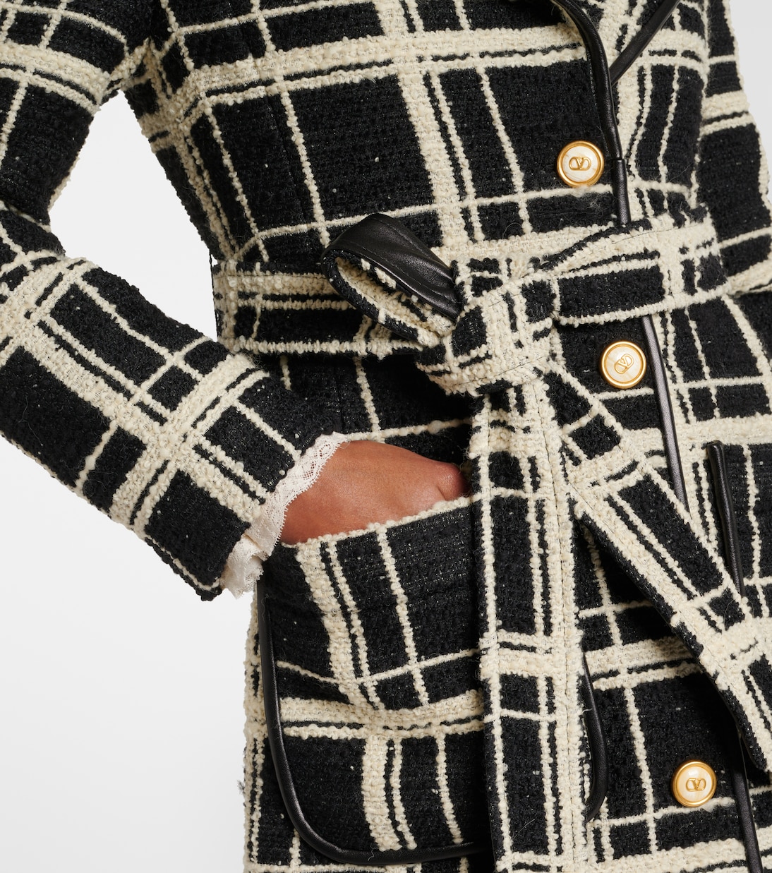 Mossi羊毛混纺花呢大衣 | Valentino