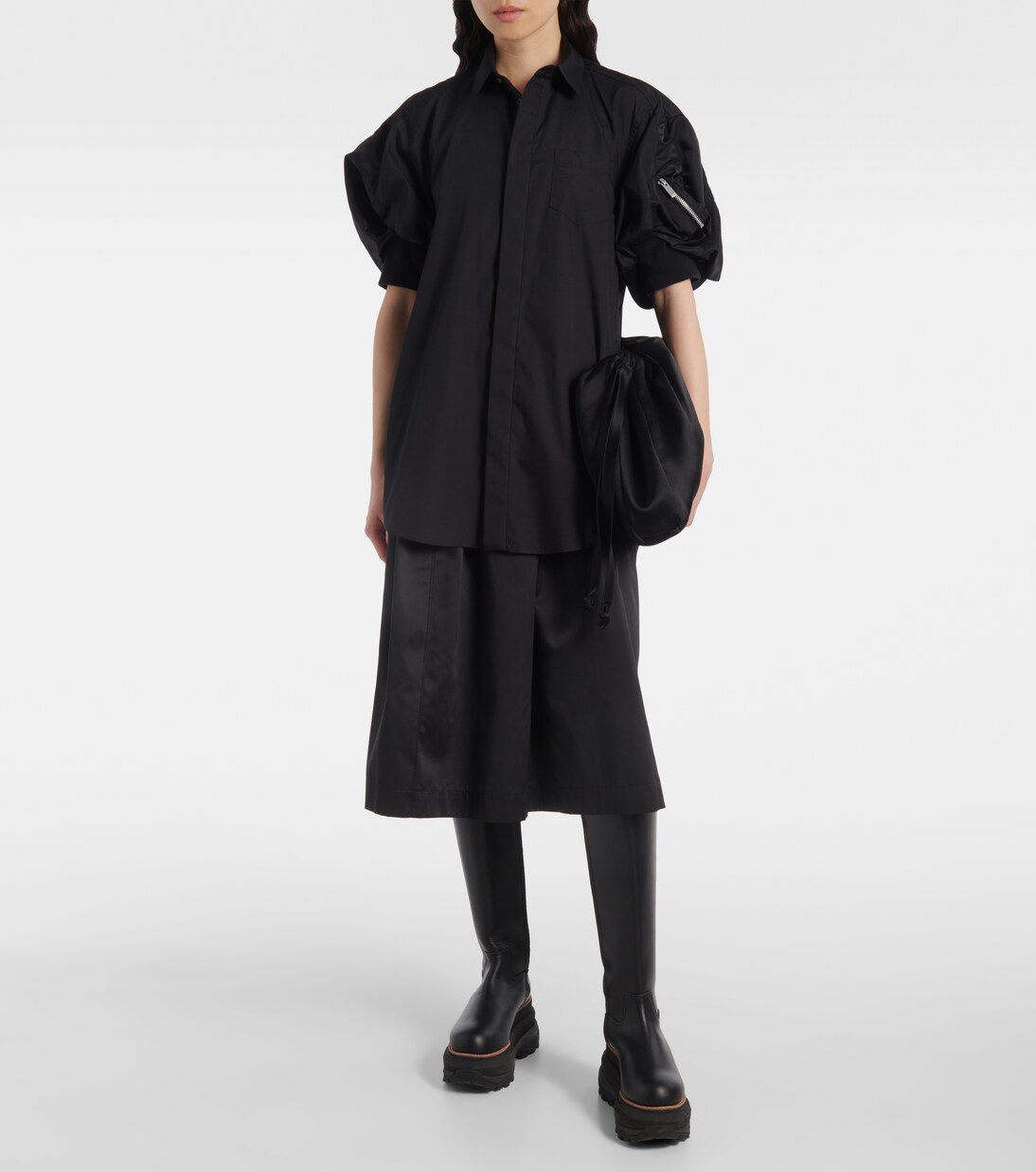 Poplin and technical twill shirt dress | Sacai