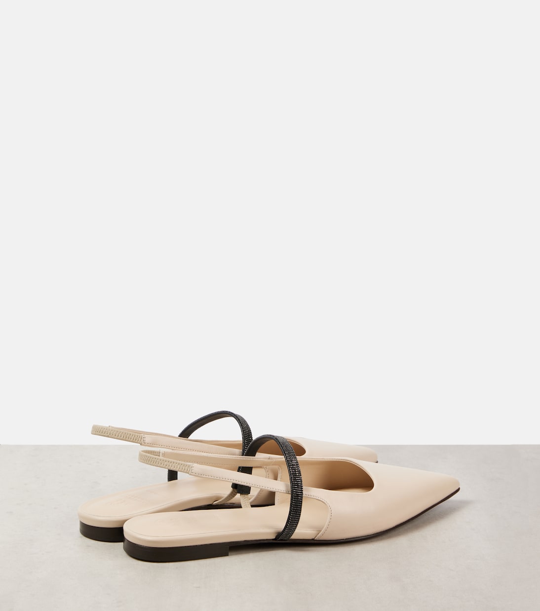 Pointy leather slingback pumps | Brunello Cucinelli