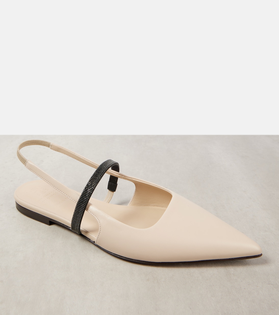 Pointy leather slingback pumps | Brunello Cucinelli