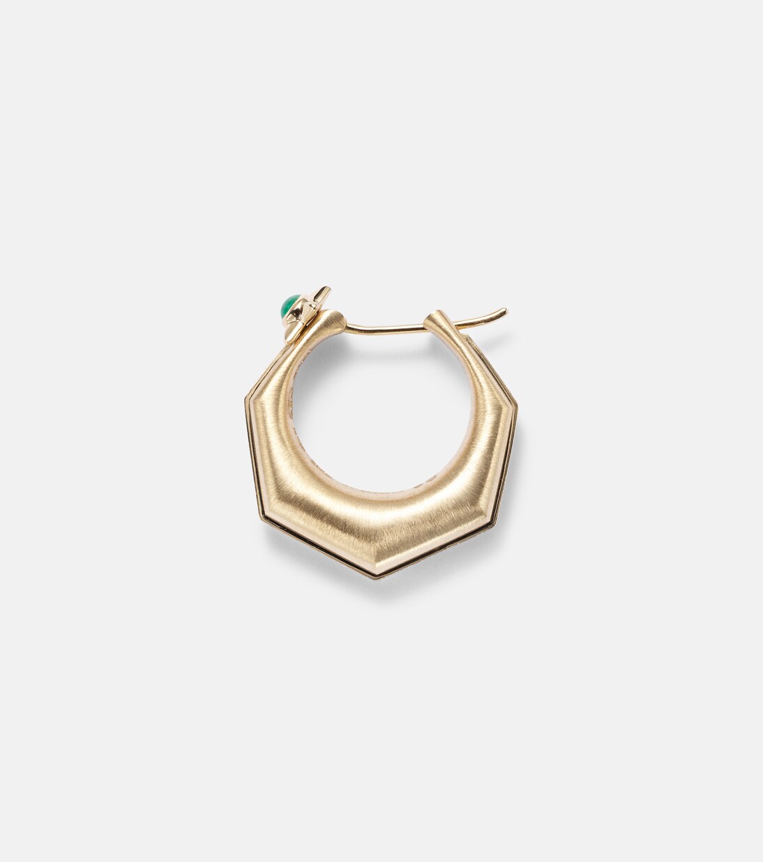 Baba Large 18kt gold single earring with diamonds and emerald | Marie Lichtenberg