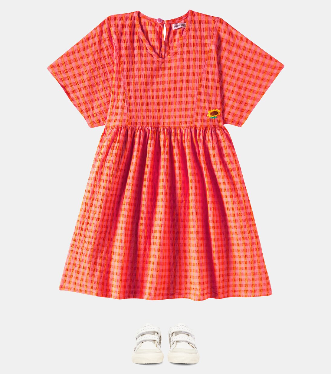 Checked cotton-blend dress | Bobo Choses