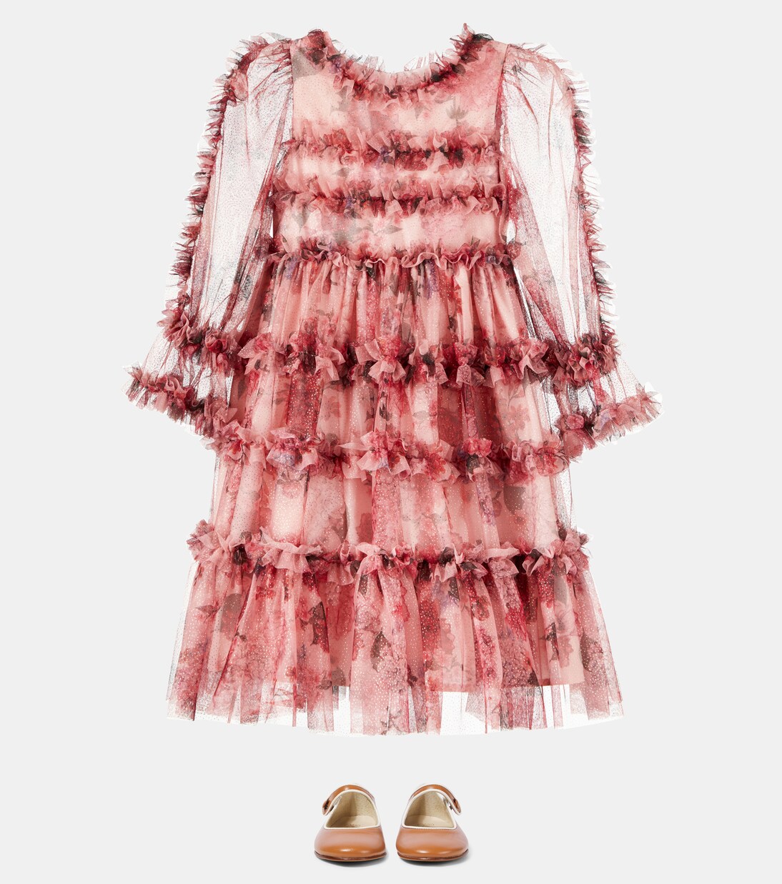 Ruffled floral tulle dress | Patachou