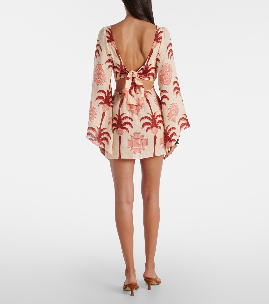 فستان قصير من الكتّان بطبعات  | Johanna Ortiz