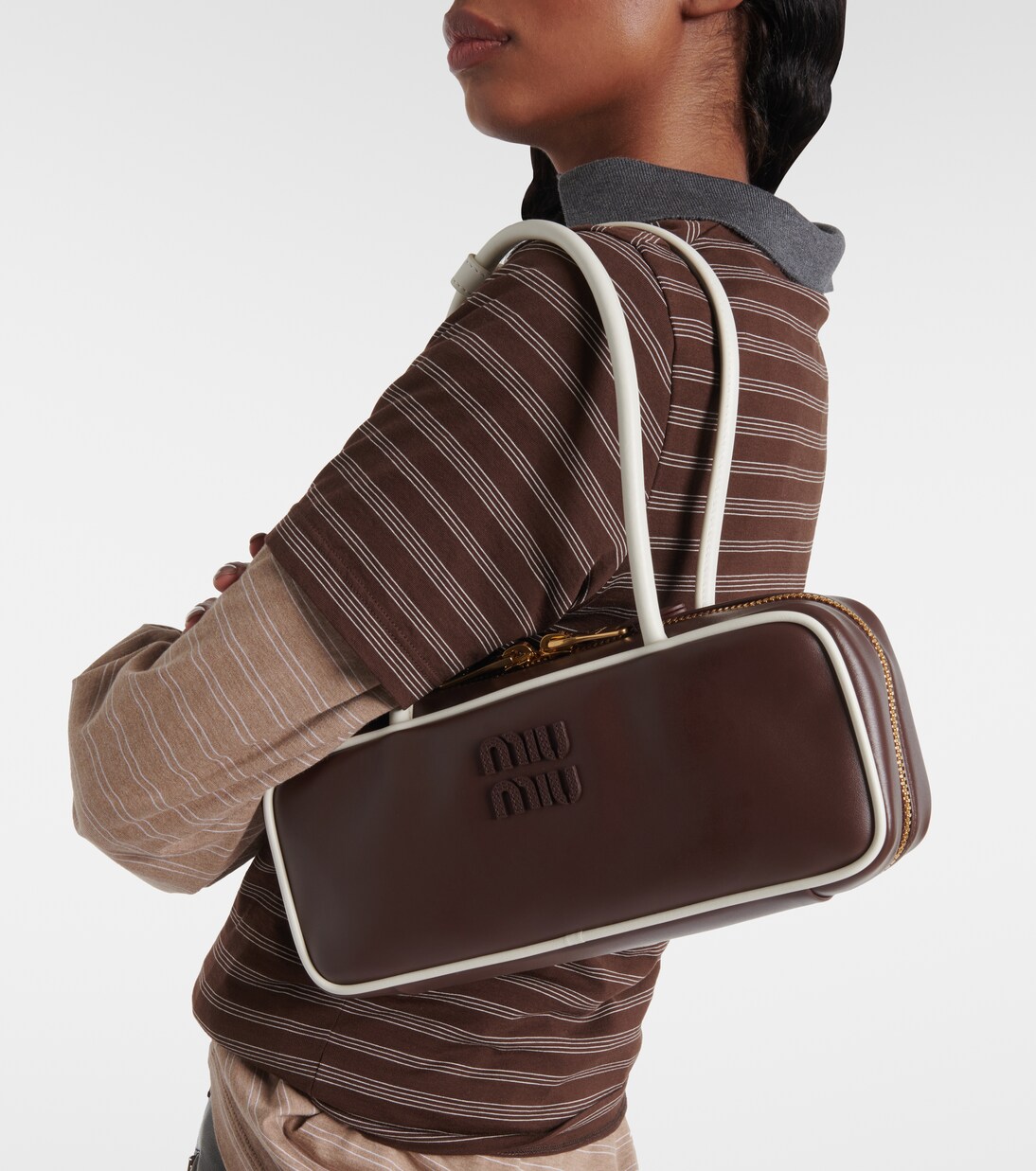 Beau leather shoulder bag | Miu Miu