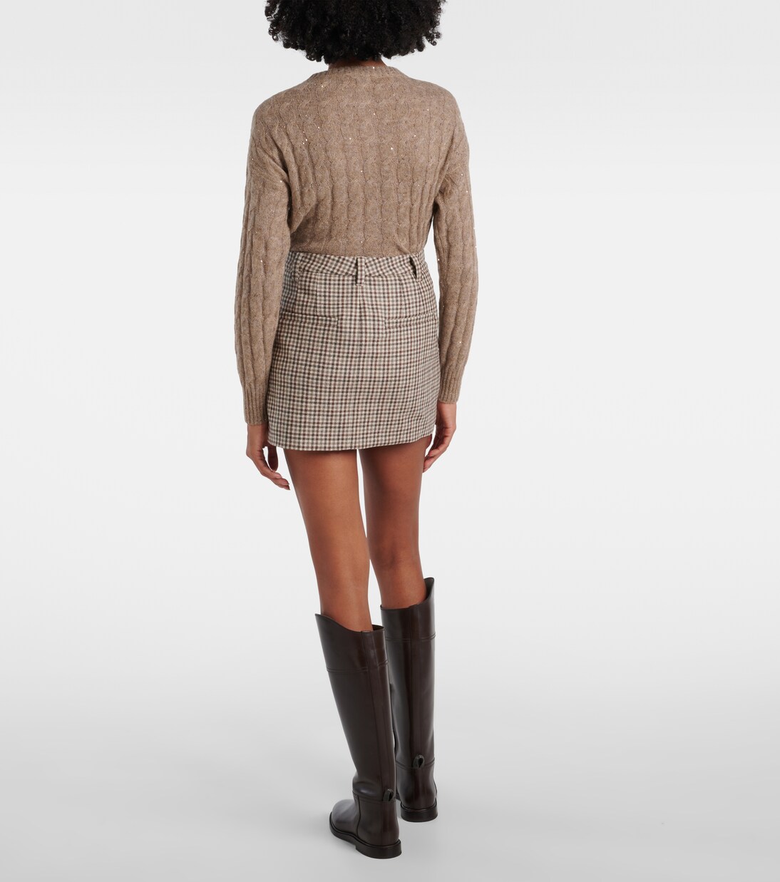 Checked virgin wool flannel miniskirt | Brunello Cucinelli