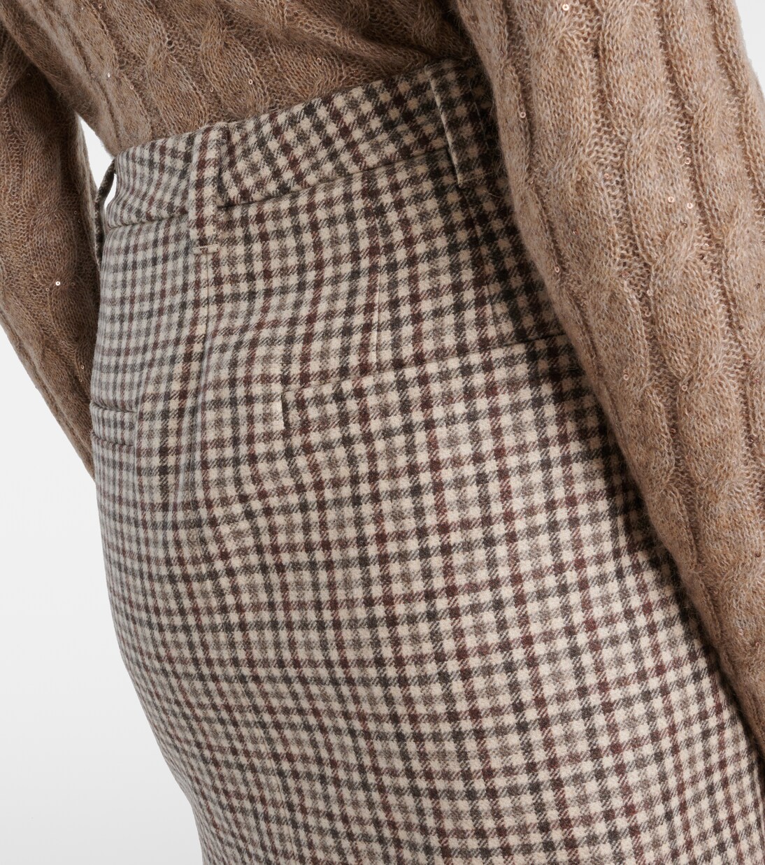 Checked virgin wool flannel miniskirt | Brunello Cucinelli