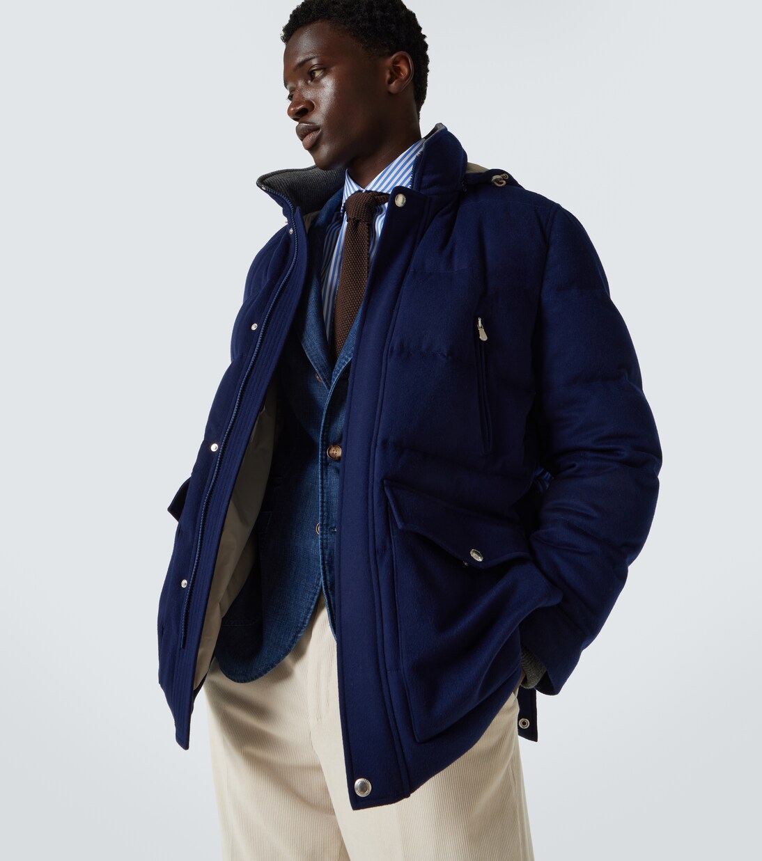 Wool flannel down jacket | Brunello Cucinelli
