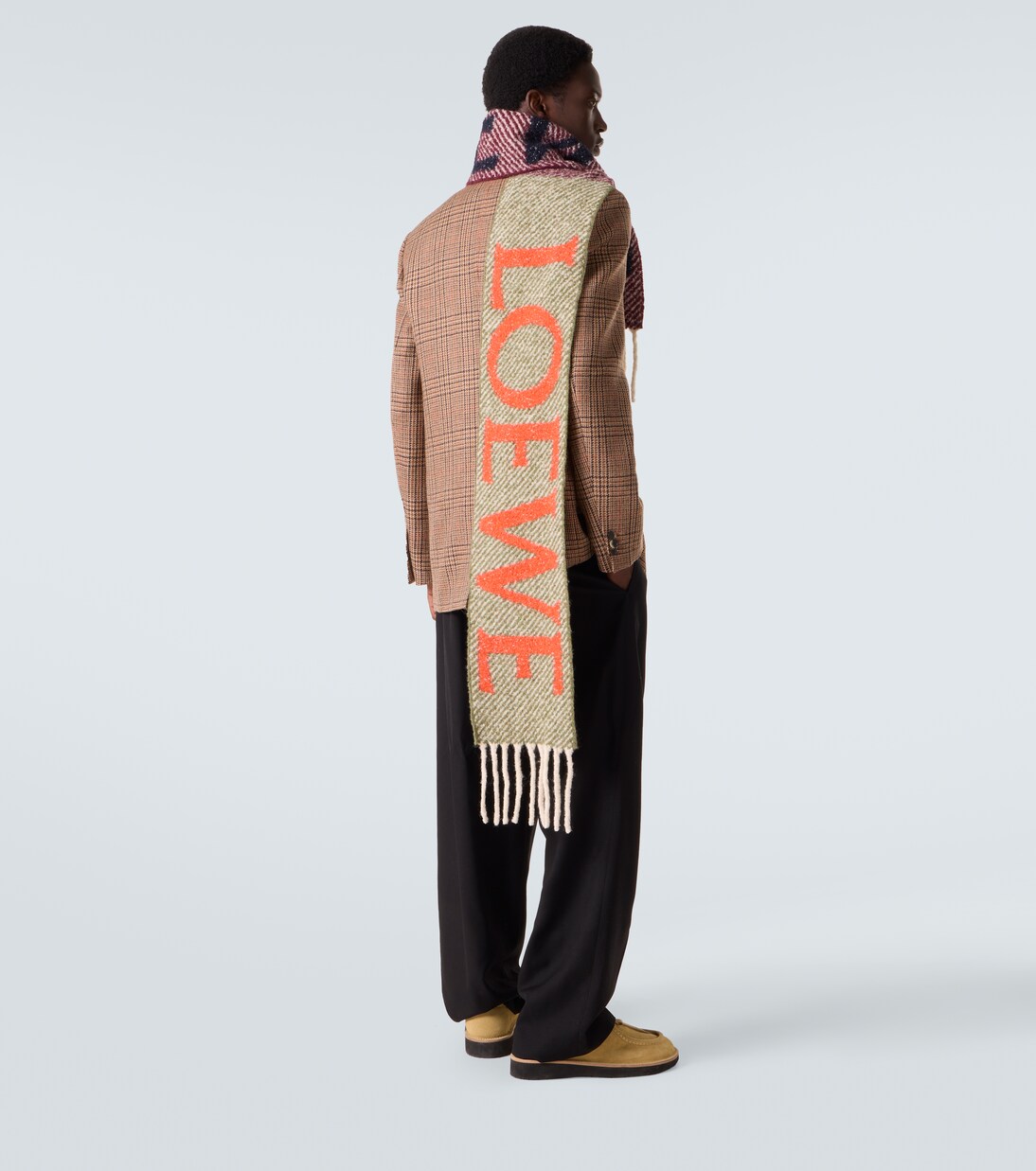 Fringed logo alpaca and wool-blend scarf | Loewe