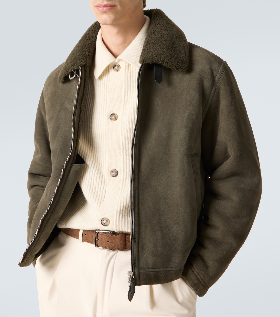 Shearling-lined suede blouson jacket | Berluti