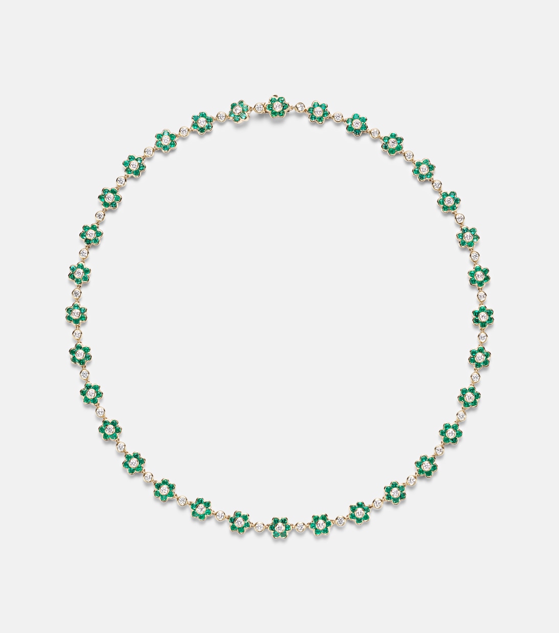 Choker Flora Small en or 18 ct, émeraudes et diamants | Anita Ko