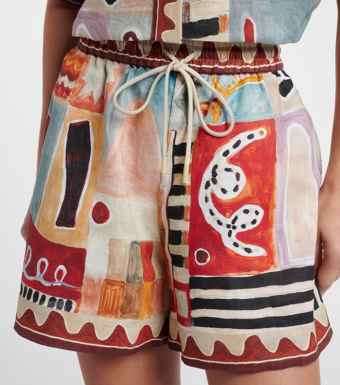 x LRNCE Michelle printed linen Bermuda shorts | Alémais