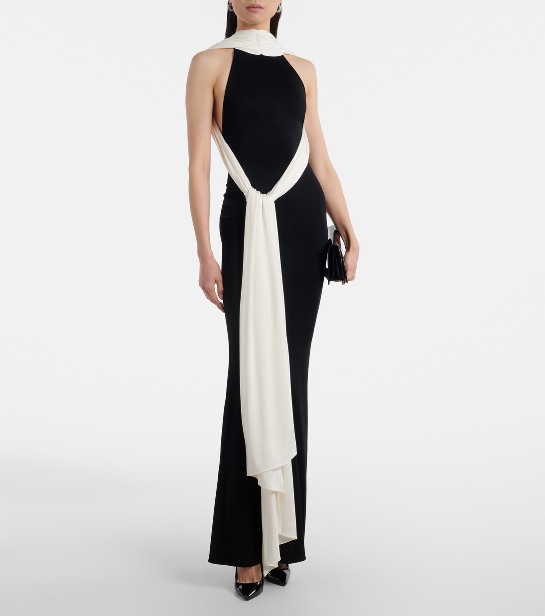 Leia scarf-detail halterneck gown | The New Arrivals Ilkyaz Ozel