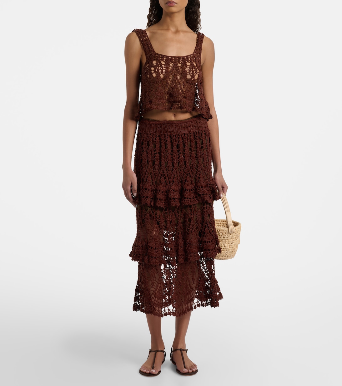 Falda midi Elsie de croché de algodón | Anna Kosturova