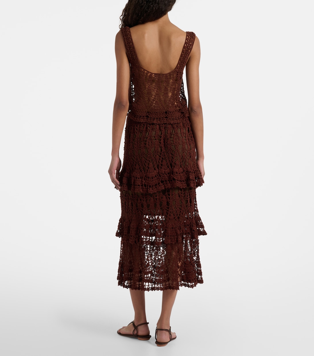 Falda midi Elsie de croché de algodón | Anna Kosturova