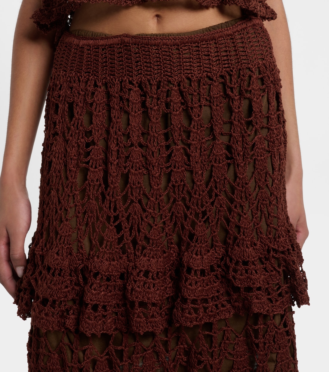 Falda midi Elsie de croché de algodón | Anna Kosturova